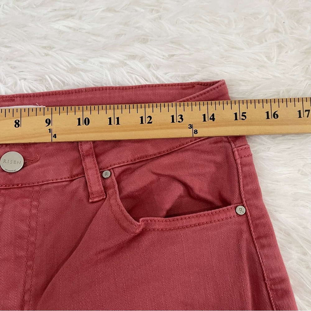 RISEN Womens Ankle Jeans Size 7/28 Distressed High Rise Raw Hem Color Brick - Picture 6 of 10